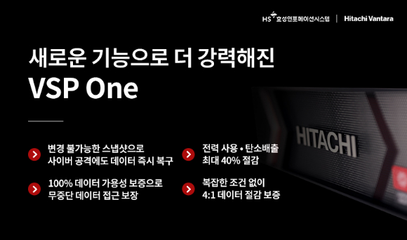 HS효성인포메이션시스템은 차세대 스토리지 플랫폼 ‘VSP One’의 새로운 기능을 공개했다고 28일 밝혔다. [사진=HS효성인포메이션시스템]