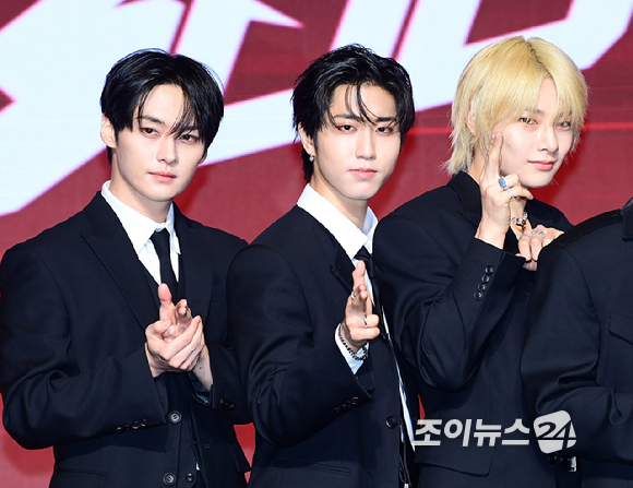 그룹 스트레이 키즈(Stray Kids)가 19일 오전 서울 영등포구 여의도 콘래드 호텔에서 열린 새 미니 앨범 'ATE'(에이트) 발매 기념 기자간담회에 참석하고 있다. [사진=정소희 기자]