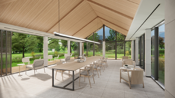 &lsquo;양산자이 파크팰리체&rsquo;에 적용 예정인 모듈러 &lsquo;티하우스&rsquo; 투시도 [사진=GS건설]