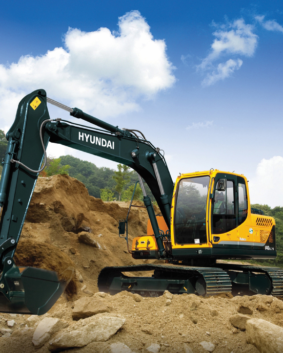 현대건설기계가 인도 현지 푸네 공장에서 생산하는 14톤 크롤러 굴착기 모델. [사진=현대건설기계]