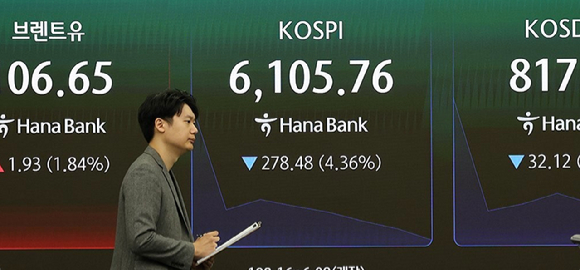 13일 오전 하나은행 딜링룸 [사진=연합뉴스]