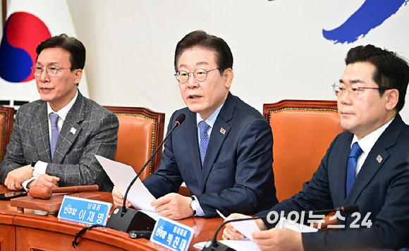 이재명 더불어민주당 대표가 14일 오전 서울 여의도 국회에서 열린 최고위원회의에서 발언하고 있다. [사진=곽영래 기자]