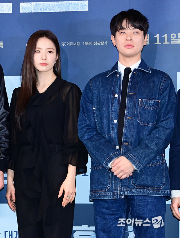 배우 박해준-조인성-신세경-박정민-류승완 감독이 4일 오후 서울 CGV 용산아이파크몰에서 열린 영화 '휴민트'(감독 류승완) 언론시사회에 참석하고 있다. [사진=정소희 기자]