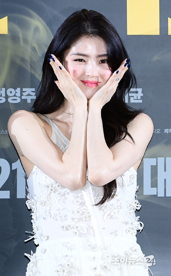 배우 한소희가 16일 오후 서울 강남구 삼성동 코엑스 메가박스에서 열린 영화 '프로젝트 Y'(감독 이환) 제작보고회에 참석하고 있다. [사진=정소희 기자]