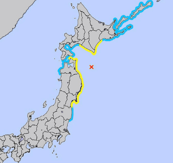 지난 8일 발생한 아오모리현 지진. [사진=X 갈무리]