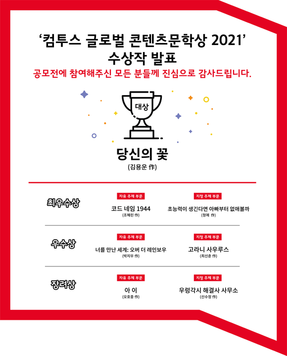 컴투스가 '글로벌 콘텐츠문학상2021' 수상작을 발표했다. [사진=컴투스]