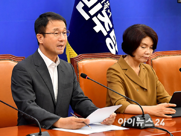 한병도 더불어민주당 당대표 직무대행 겸 원내대표가 6일 서울 여의도 국회에서 열린 정책조정회의에서 발언하고 있다. [사진=곽영래 기자]
