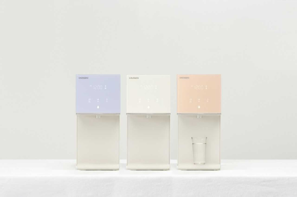 청호나이스 직수정수기 러블리트리 3종(왼쪽부터 라벤터, 오트밀베이지, 피치). [사진=청호나이스]