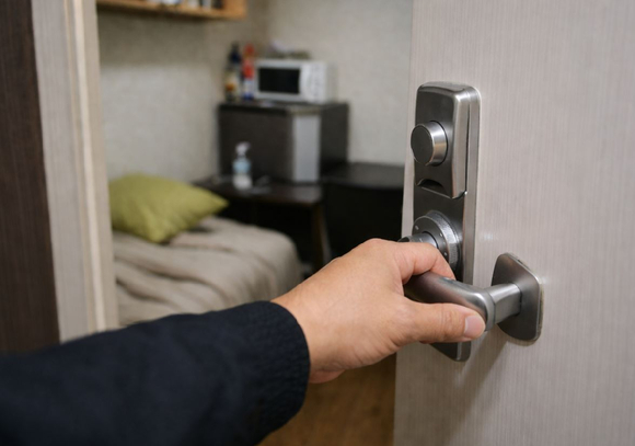 고시원을 운영 중인 전직 국회의원이 여성 세입자의 방문을 무단으로 열었다가 피소당했다.본 기사와 무관한, AI 생성 이미지. [사진=AI 생성 이미지]