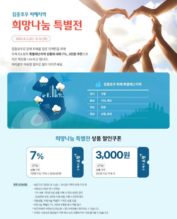 집중호우 피해지역 희망나눔 특별전 이미지. [사진=한국우편사업진흥원]