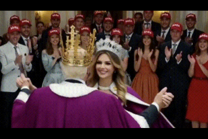 금관 선물을 받은 트럼프 대통령을 비꼬는 밈들이 온라인에 퍼지고 있다. [사진=X 갈무리]