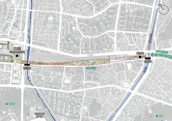 서울시가 경의선 선형의 숲 조성과 함께 숲의 주요 연계 통로인 연남교와 중동교의 보도폭을 기존 대비 4배 이상 확장한다. 사진은 확장 후 조감도. [사진=서울시]