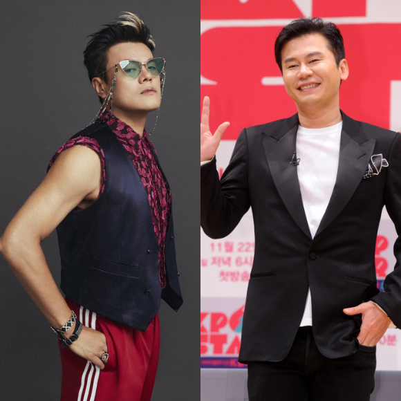 박진영 JYP엔터테인먼트 CCO와 양현석 YG엔터테인먼트 총괄 프로듀서. [사진=조이뉴스24 포토DB/JYP엔터테인먼트]