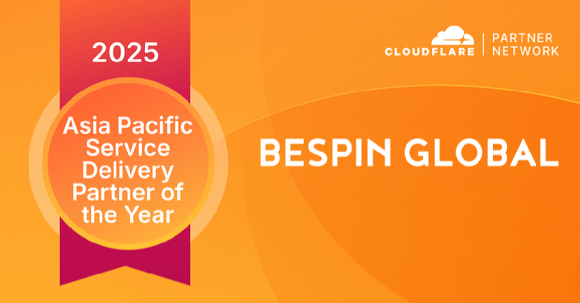 베스핀글로벌은 글로벌 커넥티비티 클라우드 선도기업 클라우드플레어가 주최하는 ‘클라우드플레어 파트너 어워드’에서 ‘아시아태평양 지역 올해의 서비스 제공 파트너상’을 수상했다고 28일 밝혔다. [사진=베스핀글로벌]