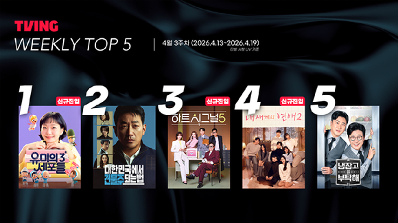 티빙 주간 톱5 [사진=티빙 ]