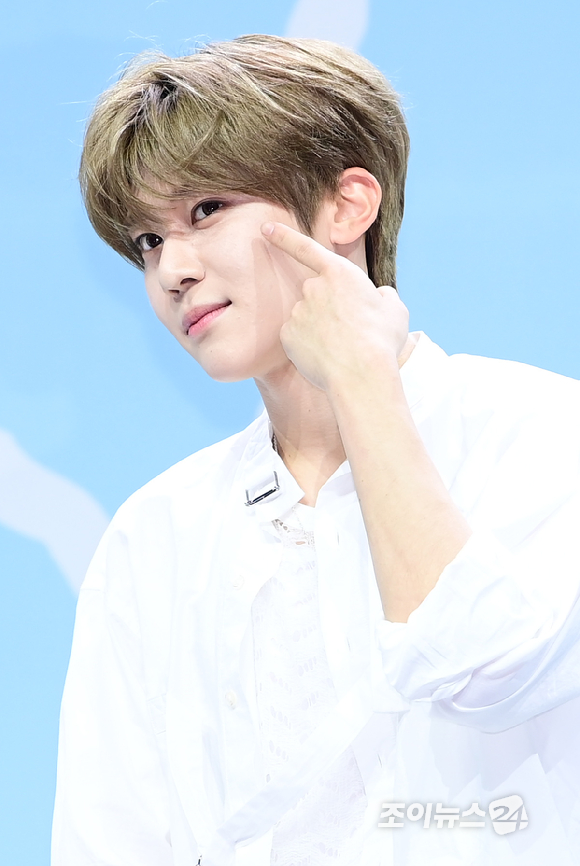 그룹 NCT 위시 시온이 4일 오후 서울 용산구 한남동 블루스퀘어에서 열린 NCT WISH(엔시티 위시) 위시스 위시리스트(NCT WISH’s WISHLIST)' 데뷔 쇼케이스에 참석하고 있다. [사진=정소희 기자]