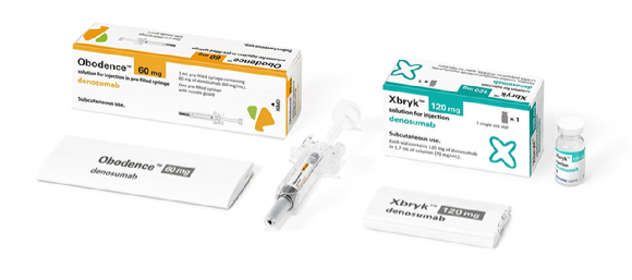 골질환 치료제 오보덴스(왼쪽)와 엑스브릭. [사진=삼성바이오에피스 제공]