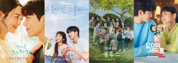 '갯마을 차차차', '스물다섯 스물하나', '우리들의 블루스', '유미의 세포들'이 2022년 싱가포르 AACA에 노미네이트 됐다. [사진=스튜디오드래곤]