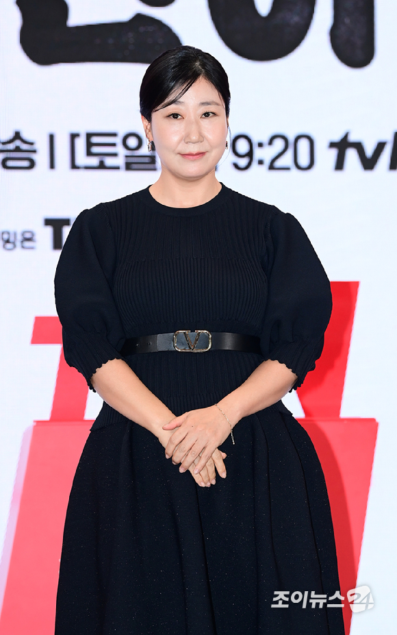 배우 라미란이 10일 오후 서울 영등포구 콘래드호텔에서 열린 tvN 새 토일드라마 '정년이' 제작발표회에 참석하고 있다. [사진=정소희 기자]