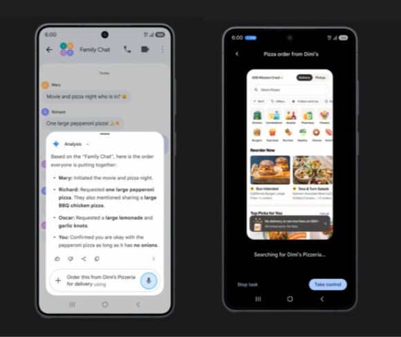 삼성 갤럭시26의 제미나이 연동 피자 주문 기능 소개 [사진=갤럭시 언팩 유튜브 영상 캡처]