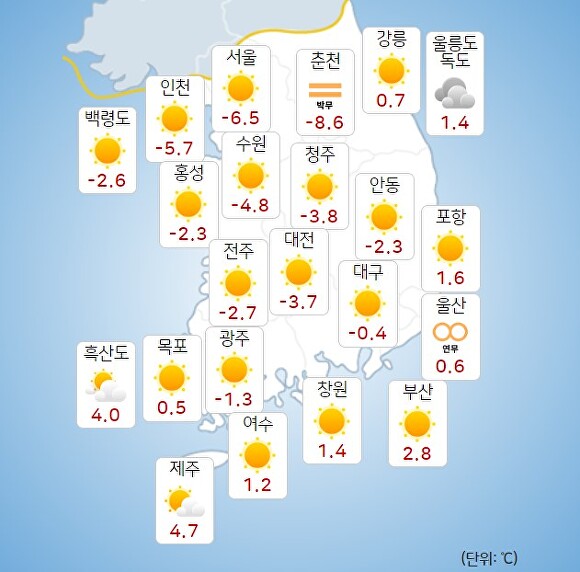 15일 오전 9시 현재 전국 날씨. [사진=기상청 날씨누리]