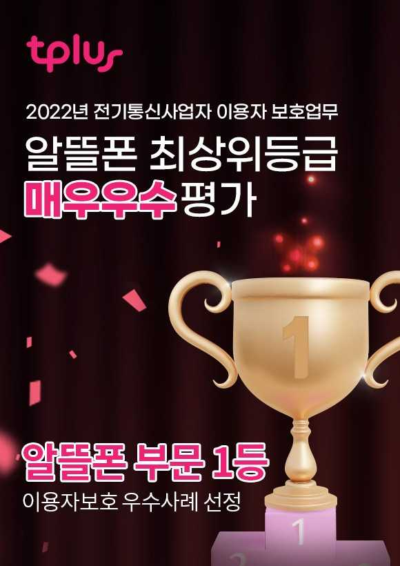 한국케이블텔레콤 알뜰폰 브랜드 티플러스가 2022년도 알뜰폰 이용자 보호업무 평가에서 1위에 올랐다. [사진=KCT]