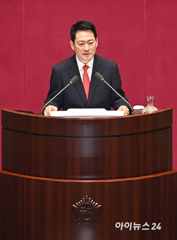 장동혁 국민의힘 대표가 4일 국회 본회의에서 교섭단체 대표연설을 하고 있다. [사진=곽영래 기자]