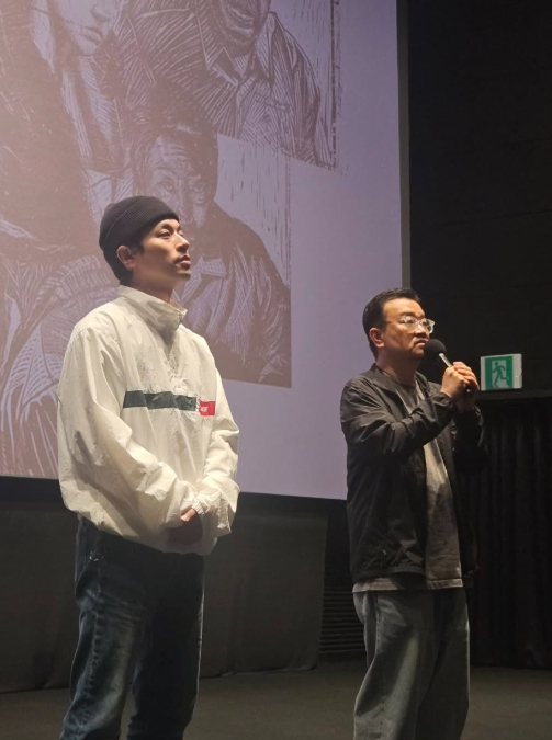 연상호 감독과 배우 박정민, 박보영이 영화 '얼굴' GV에서 대화를 나누고 있다. [사진=조이뉴스24 DB]