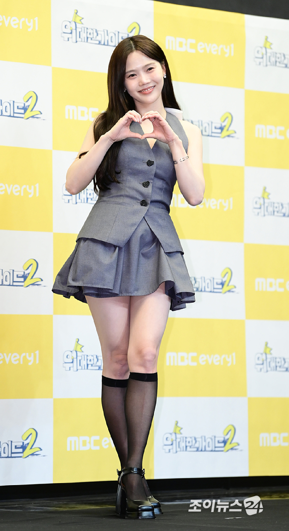 오마이걸 효정이 8일 오후 서울 마포구 스탠포드 호텔에서 열린 MBC에브리원 예능프로그램 '위대한 가이드2' 제작발표회에 참석하고 있다. [사진=정소희 기자]