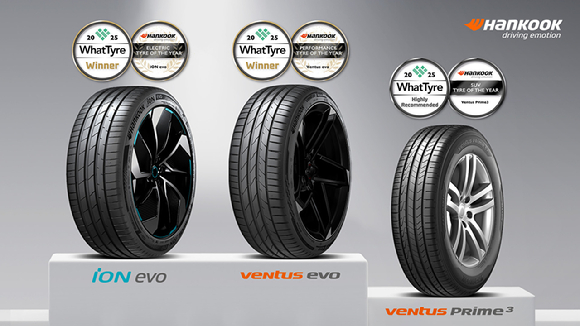 영국 '2025 왓타이어 어워드'를 수상한 한국타이어앤테크놀로지 제품. [사진=한국타이어앤테크놀로지]