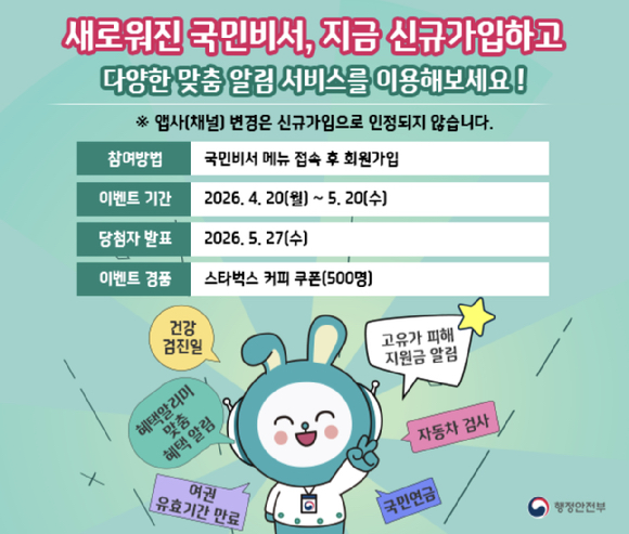 국민비서 신규가입 이벤트. [사진=행정안전부 제공]