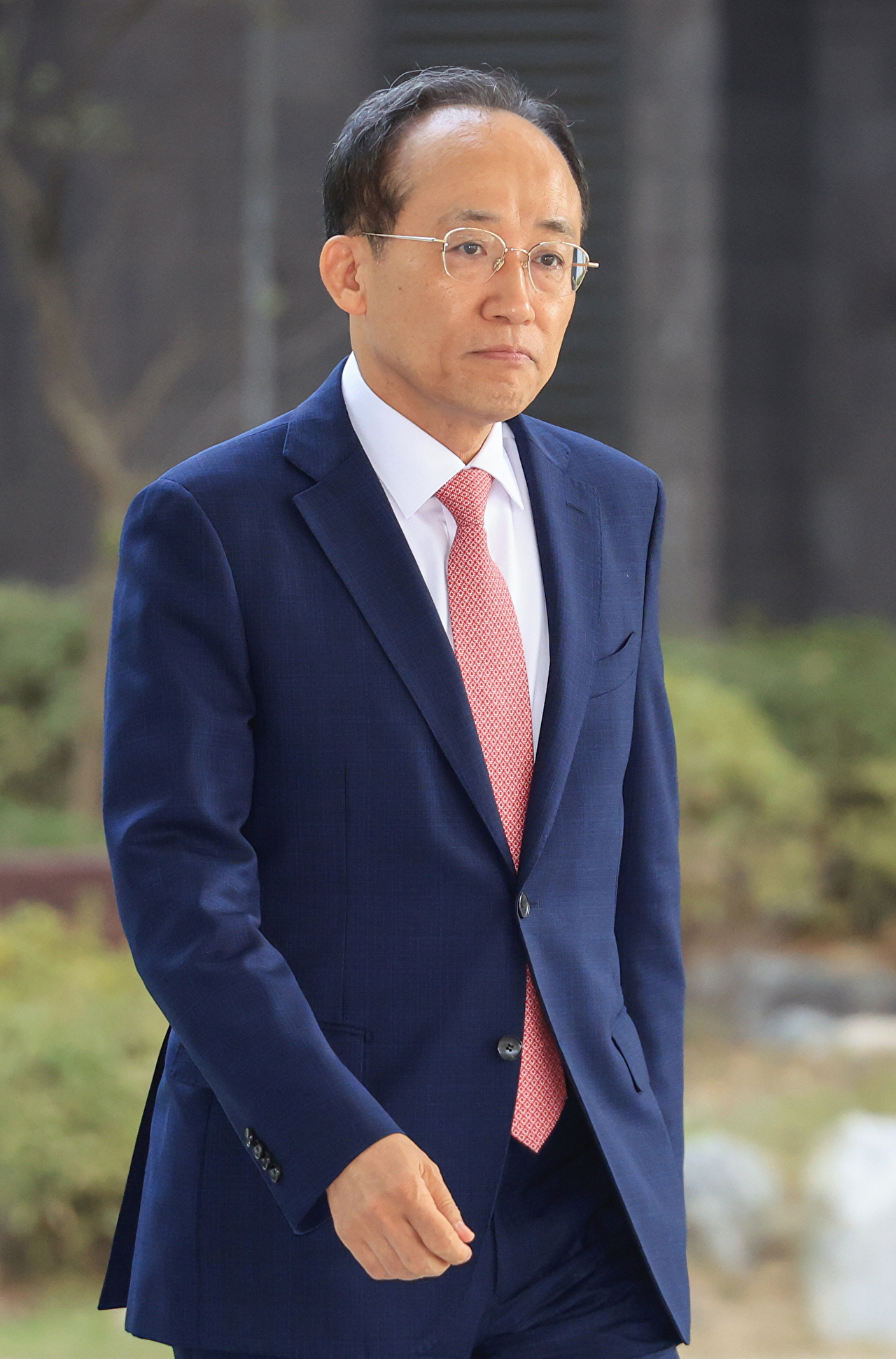 국민의힘 추경호 전 원내대표가 30일 서울 서초구 서울고검에 마련된 조은석 내란특별검사팀 사무실에 피의자 신분으로 출석하고 있다. 2025.10.30 [사진=연합뉴스]