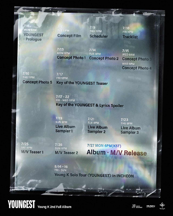 Young K 솔로 정규 2집 스케줄러 이미지 [사진=JYP엔터테인먼트]