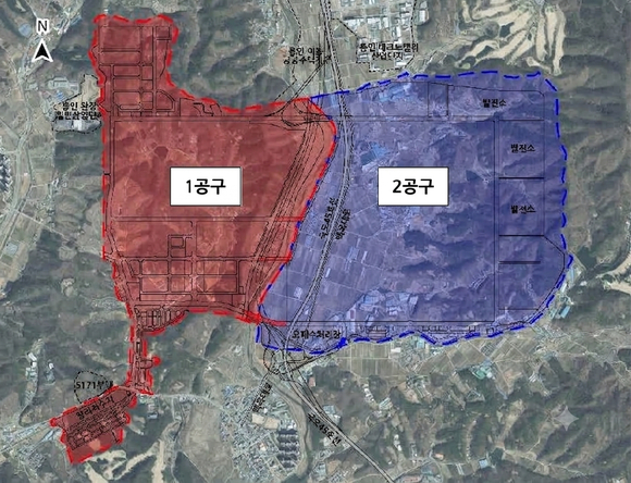 용인 반도체 클러스터 국가산업단지 조성공사 1공구 및 2공구 위치도 [사진=대우건설]