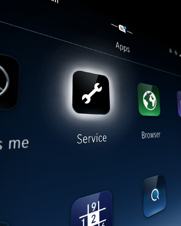 메르세데스-벤츠 차량 내 서비스센터 예약 전용 '온보드 서비스 애플리케이션(OSA)'. [사진=메르세데스-벤츠 코리아]