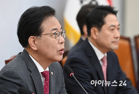 송언석 국민의힘 원내대표가 17일 서울 여의도 국회에서 열린 최고위원회의에서 발언하고 있다. [사진=곽영래 기자]