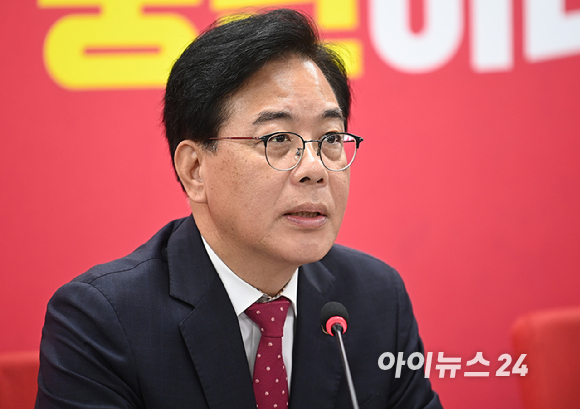 송언석 국민의힘 비상대책위원장 겸 원내대표가 20일 서울 여의도 중앙당사에서 열린 기자간담회에서 발언하고 있다. [사진=곽영래 기자]