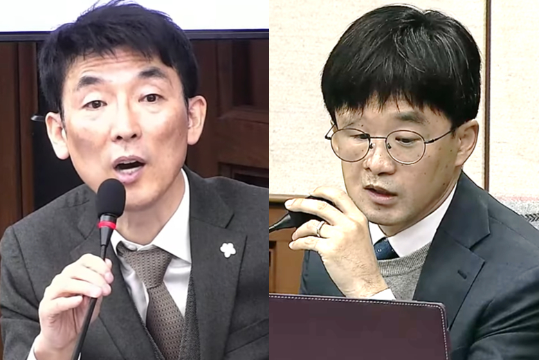 이하상(왼쪽)&middot;권우현 변호사 [사진=서울중앙지법 유튜브 채널화면 캡쳐]