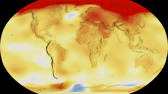 2017~2021년까지의 지구촌 평균온도 변화. 붉은 색에 가까울수록 온도가 높다는 것을 보여준다. [사진=NASA]