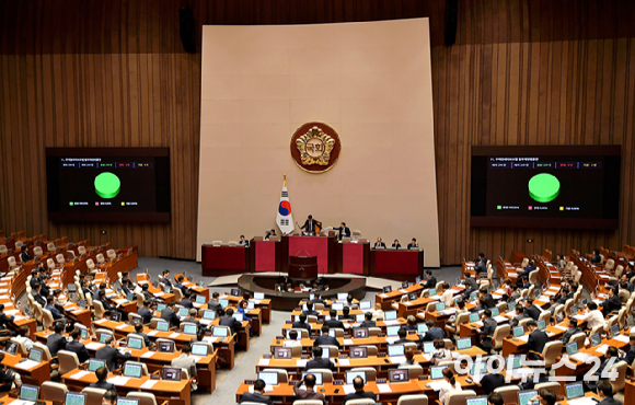 지난 21일 국회 본회의에서 '주택임대차보호법 일부개정법률안'이 통과되고 있다. [사진=곽영래 기자]