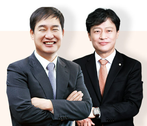 유진투자증권 이사회는 5일 대표이사 후보로 유창수 부회장과 고경모 사장을 추천했다. 사진 왼쪽부터 유창수 부회장과 고경모 사장.