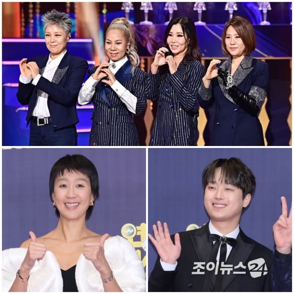 '골든걸스' 이은미, 인순이, 박미경, 신효범, 그리고 홍진경, 이찬원. [사진=김양수 기자]