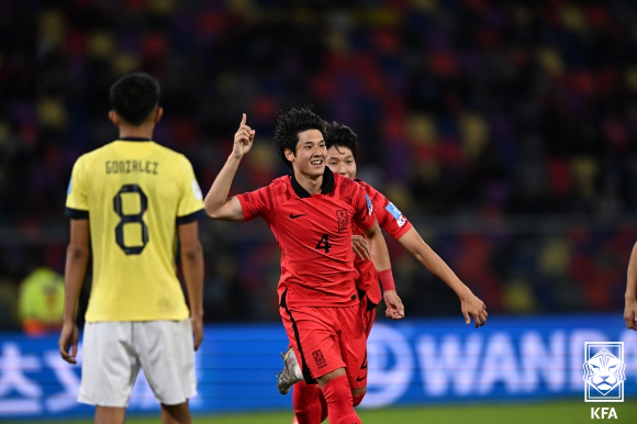 최석현이 U-20 월드컵 8강전서 한국에 승기를 안기는 3번째 득점을 책임졌다. [사진=대한축구협회(KFA)]