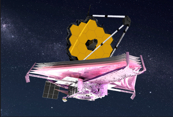 지난해 12월 25일 발사된 제임스웹 우주망원경이 목표지점까지 9만7천km를 남겨두고 있다. [사진=NASA]