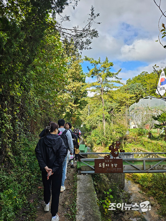 19일 서울 종로구 부암동 백사실 계곡에서 진행된 '스타 고우리와 함께 하는 제10회 희망찾기 등산·트레킹 교실' 참가자들이 계곡길을 걷고 있다. [사진=조이뉴스24 포토DB]