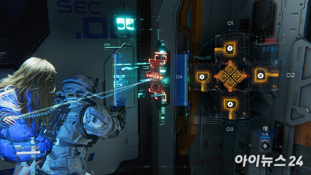 캡콤 '프래그마타' 게임 플레이 화면. [사진=박정민 기자]