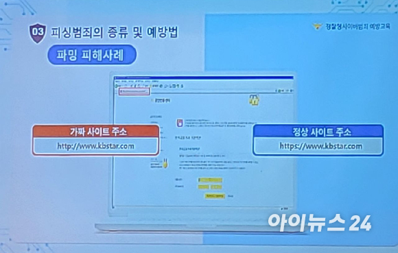 28일 오후 국회도서관에서 열린 '제13회 시큐어 코리아 2022'에서 신충근 경찰청 팀장은 파밍 등 최신 사이버범죄 유형에 대해 설명했다. [사진=김혜경 기자]