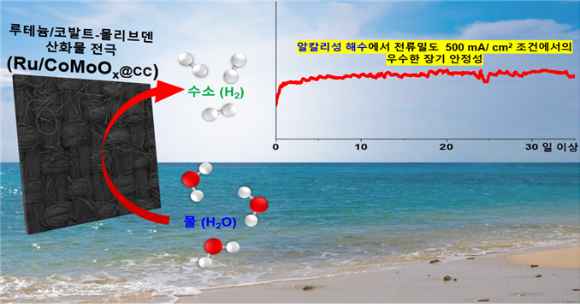 이번 연구를 통해 개발한 알칼라인 해수수전해용 Ru/CoMoOx@CC. [사진=에너지연]