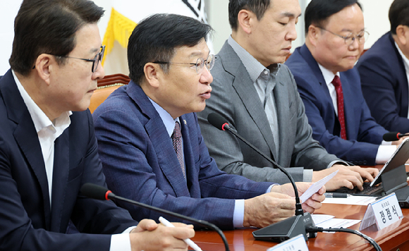 국민의힘 정점식 원내대표가 22일 국회에서 열린 최고위원회의에서 모두발언을 하고 있다. 2026.6.22 [사진=연합뉴스]
