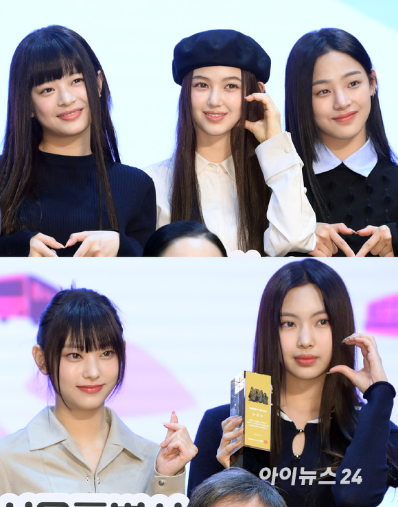 그룹 뉴진스가 16일 오전 서울특별시청에서 열린 서울홍보대사 감사패 수여 및 위촉식에 참석하고 있다. [사진=정소희 기자]